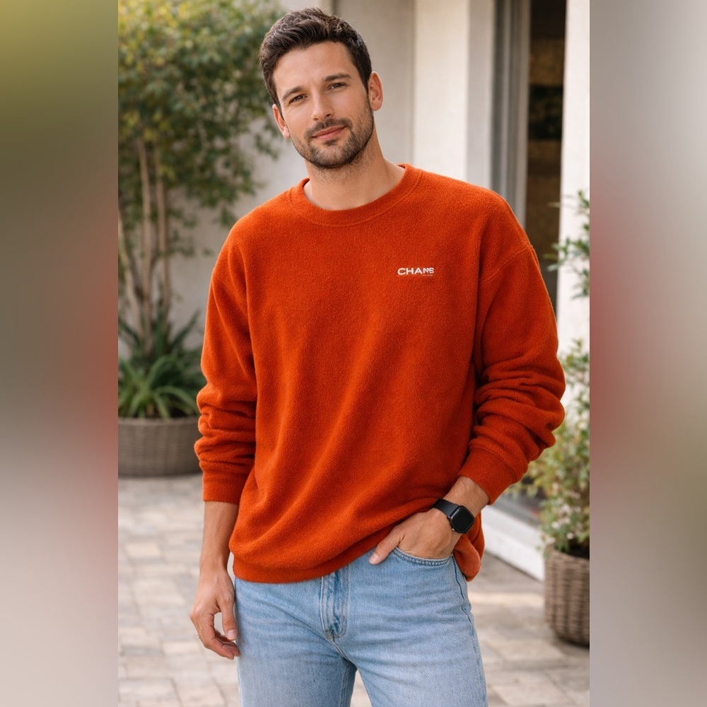 CHAPS RALPH LAUREN | Men's Bold Orange Crewneck Sweater